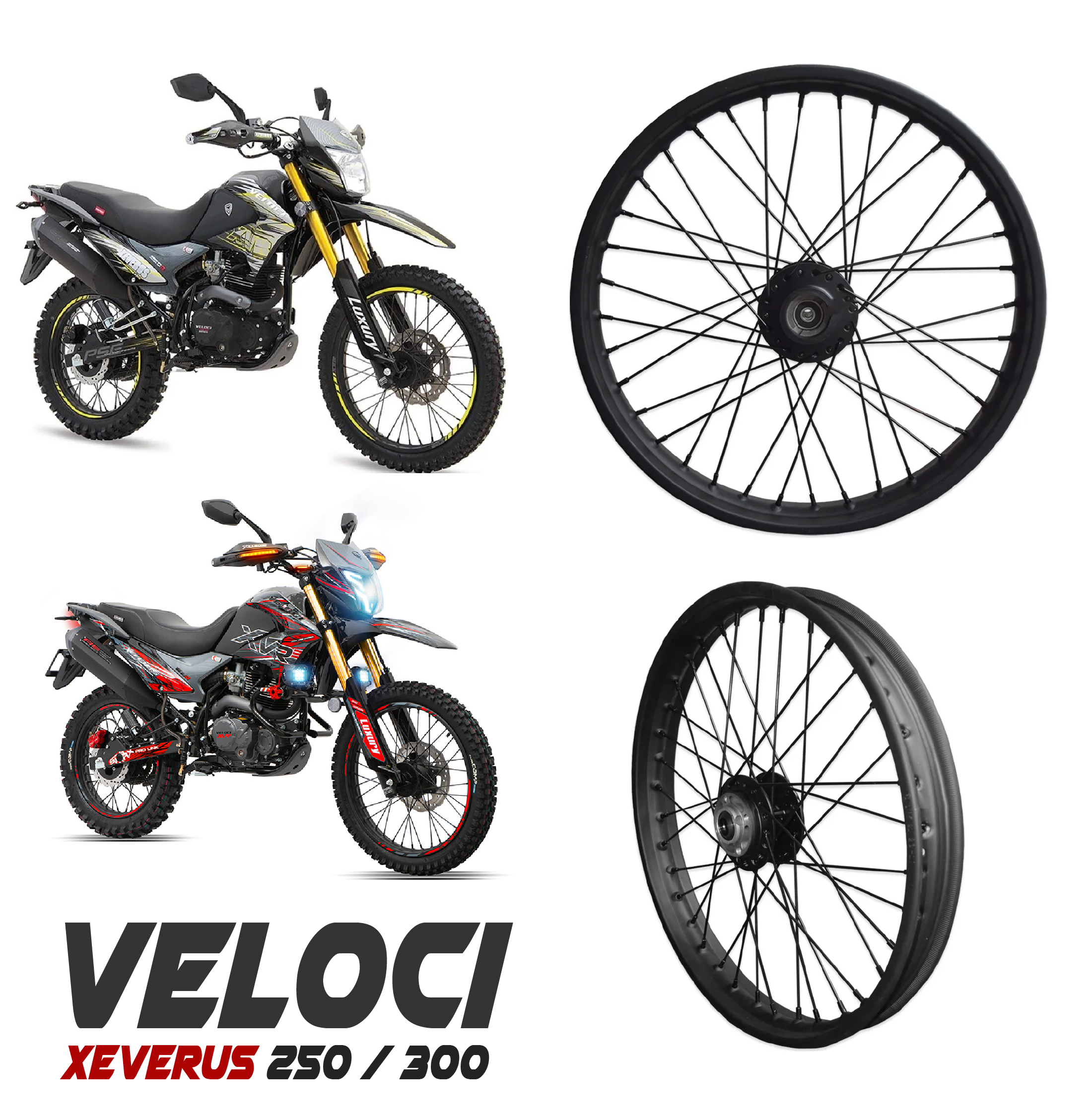 Rin Delantero Rayos Veloci Xeverus 250 Rin Xeverus 300 Negro