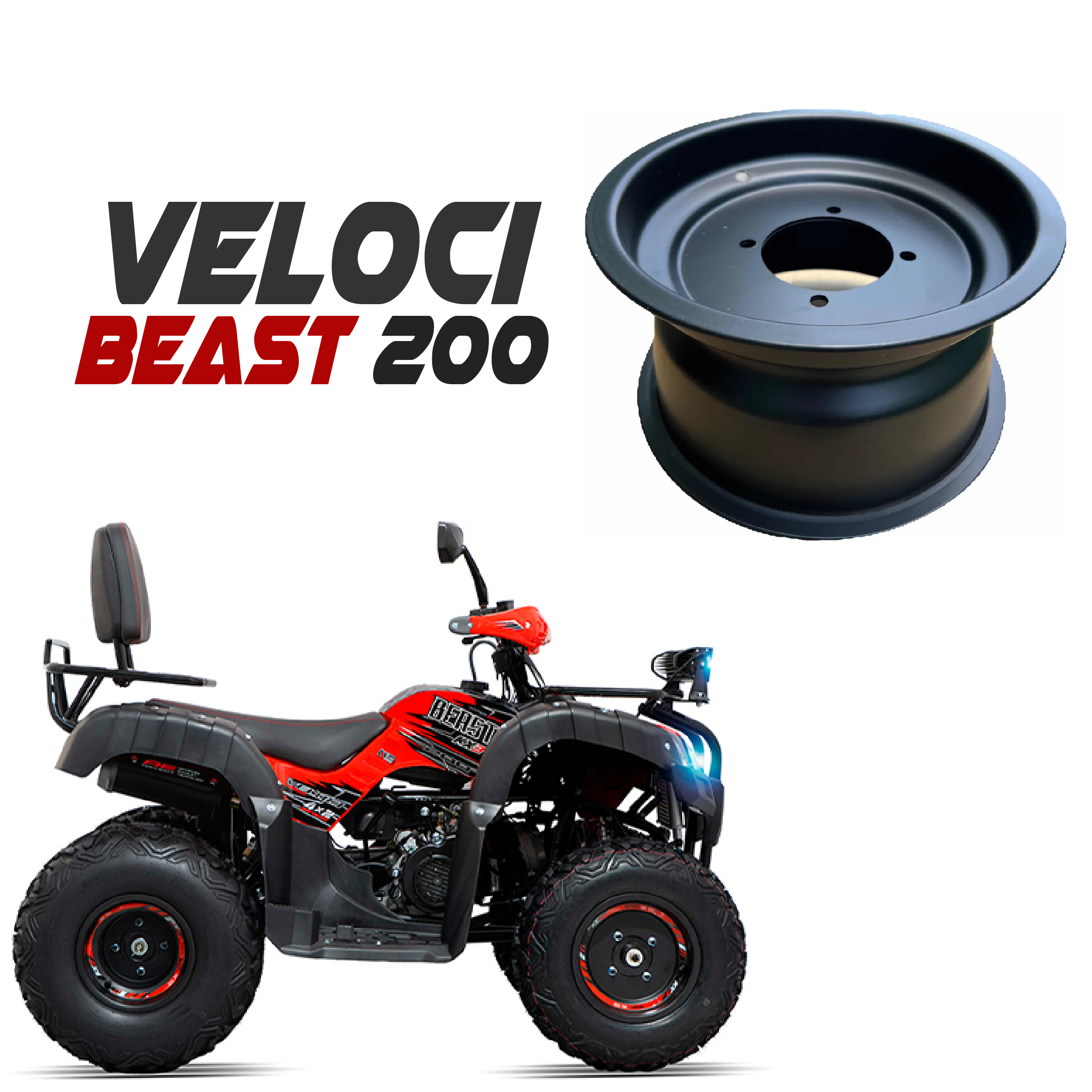Rin Delantero Cuatrimoto Veloci Beast 200cc Negro
